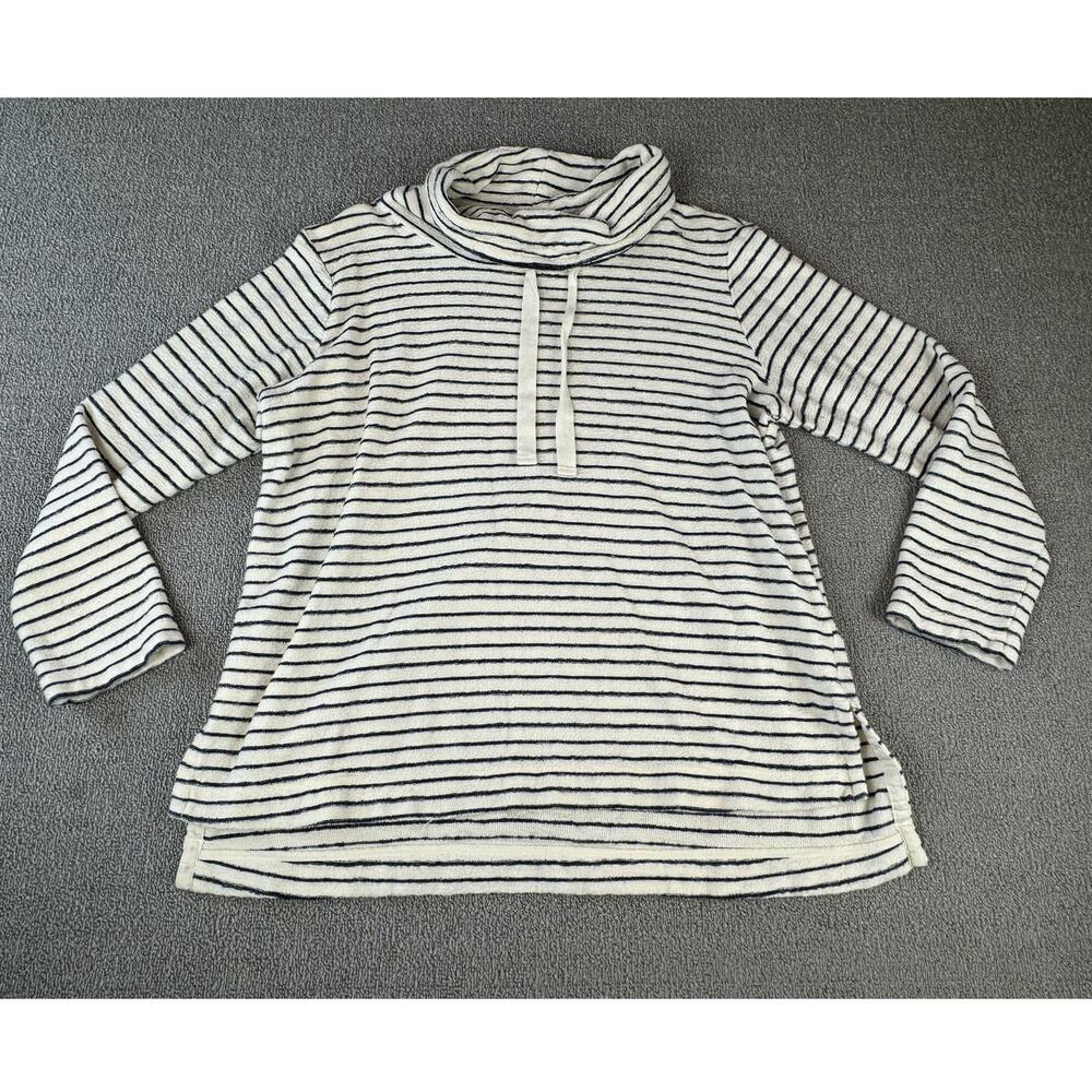 Lou & Grey‎ Cowl Neck Top Long Sleeve Stripe Nautical Coastal Size Medium
